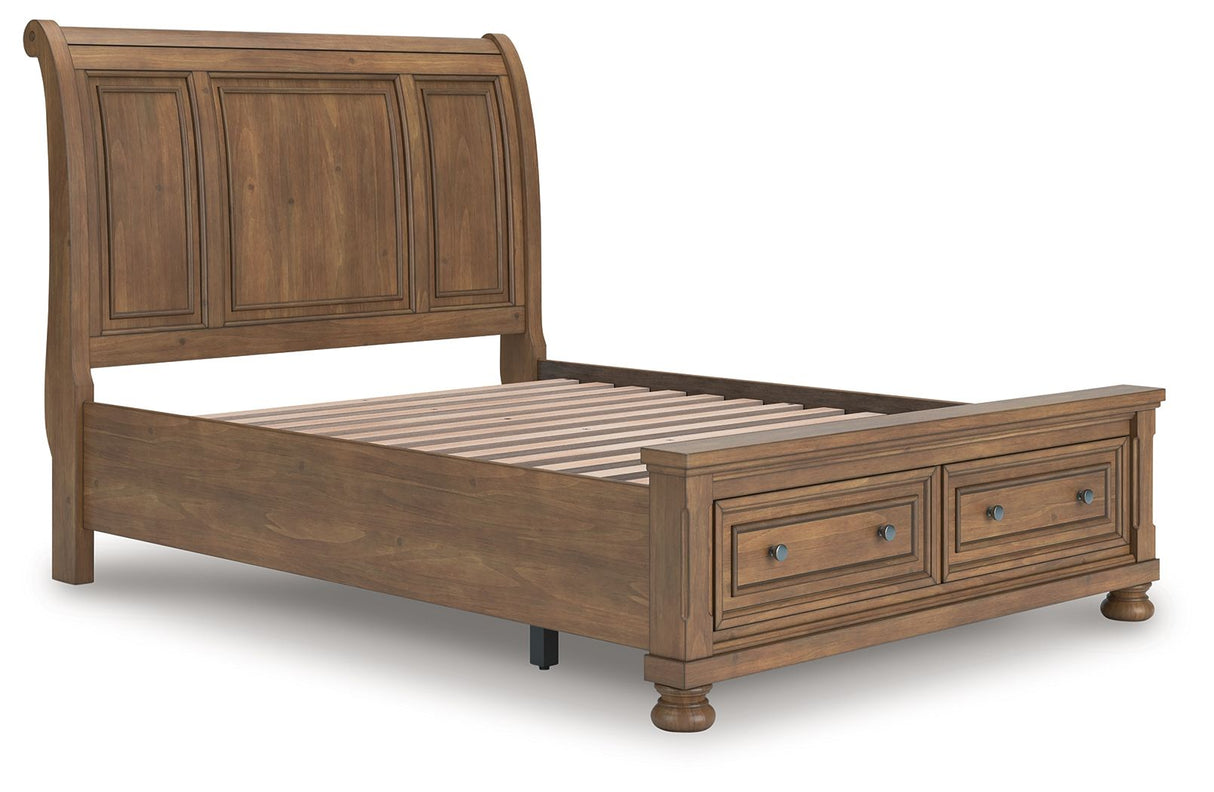 Feddinger - Queen Storage Sleigh Bed - Medium Brown