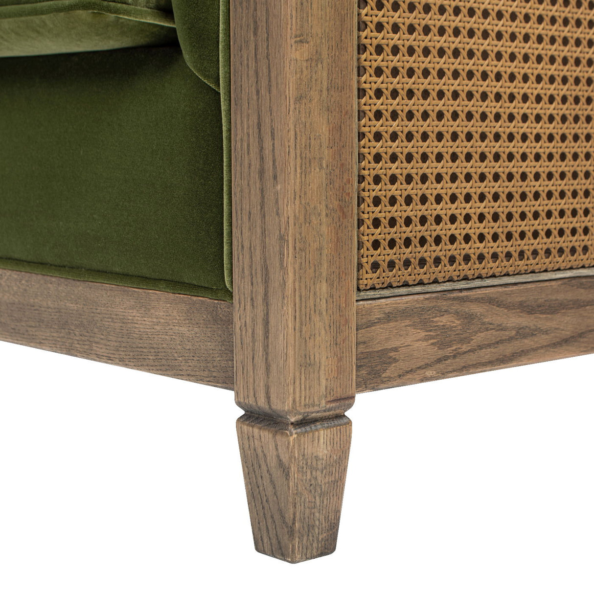 Georgia - Cane Tuxedo Sofa - Olive Green by Jennifer Taylor Home | Bel Furniture