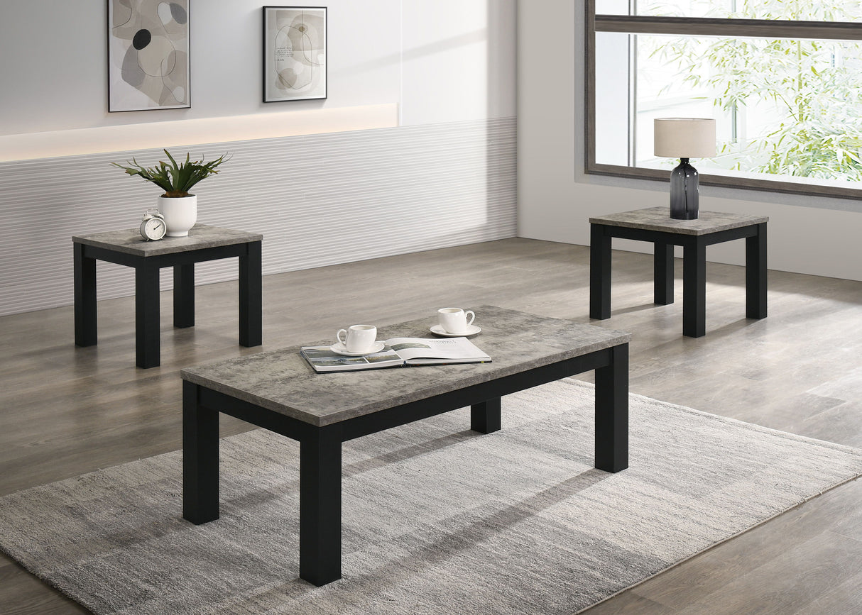 Theo - 3 Piece Cocktail Set - Concrete / Black by Crown Mark | Bel Furniture