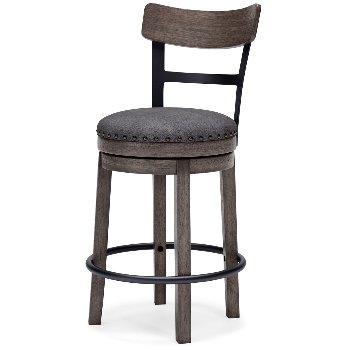Caitbrook - Gray - UPH Swivel Barstool by Signature Design by Ashley® | Bel Furniture