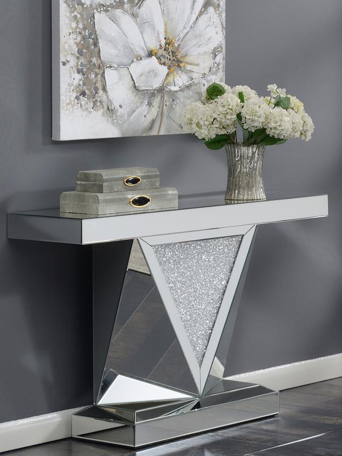 Amore - Mirrored Acrylic Entryway Sofa Console Table - Silver by CoasterElevations | Bel Furniture