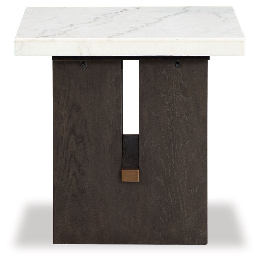 Burkhaus - White / Dark Brown - Rectangular End Table by Signature Design by Ashley® | Bel Furniture