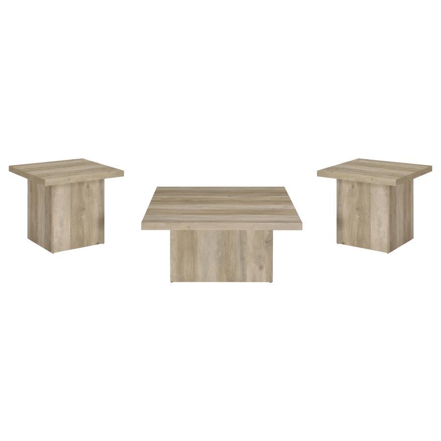 Devar - Square Coffee End Table Set - Distressed Pine