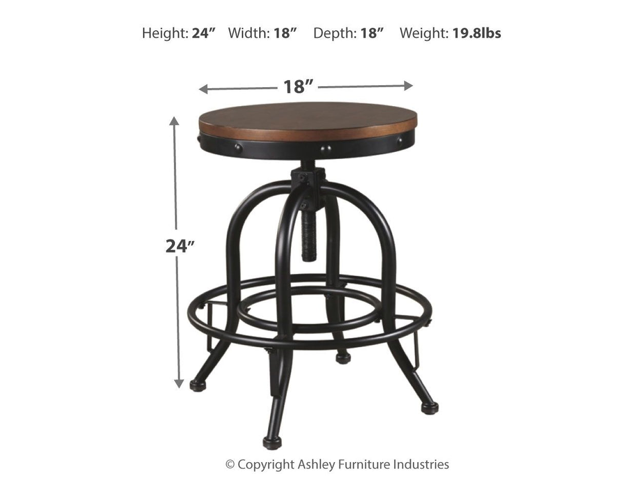 Valebeck - Swivel Barstool (Set of 2) - Brown / Black