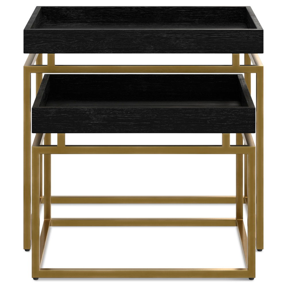 Macy - 2 Pieces Nesting Table - Black / Gold by Simpli-Home | Bel Furniture