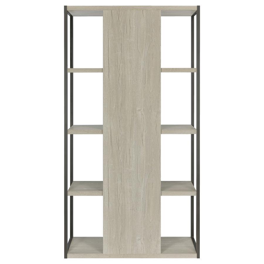 Loomis - 72" 4-Shelf Bookshelf - Whitewashed Gray by CoasterEssence | Bel Furniture