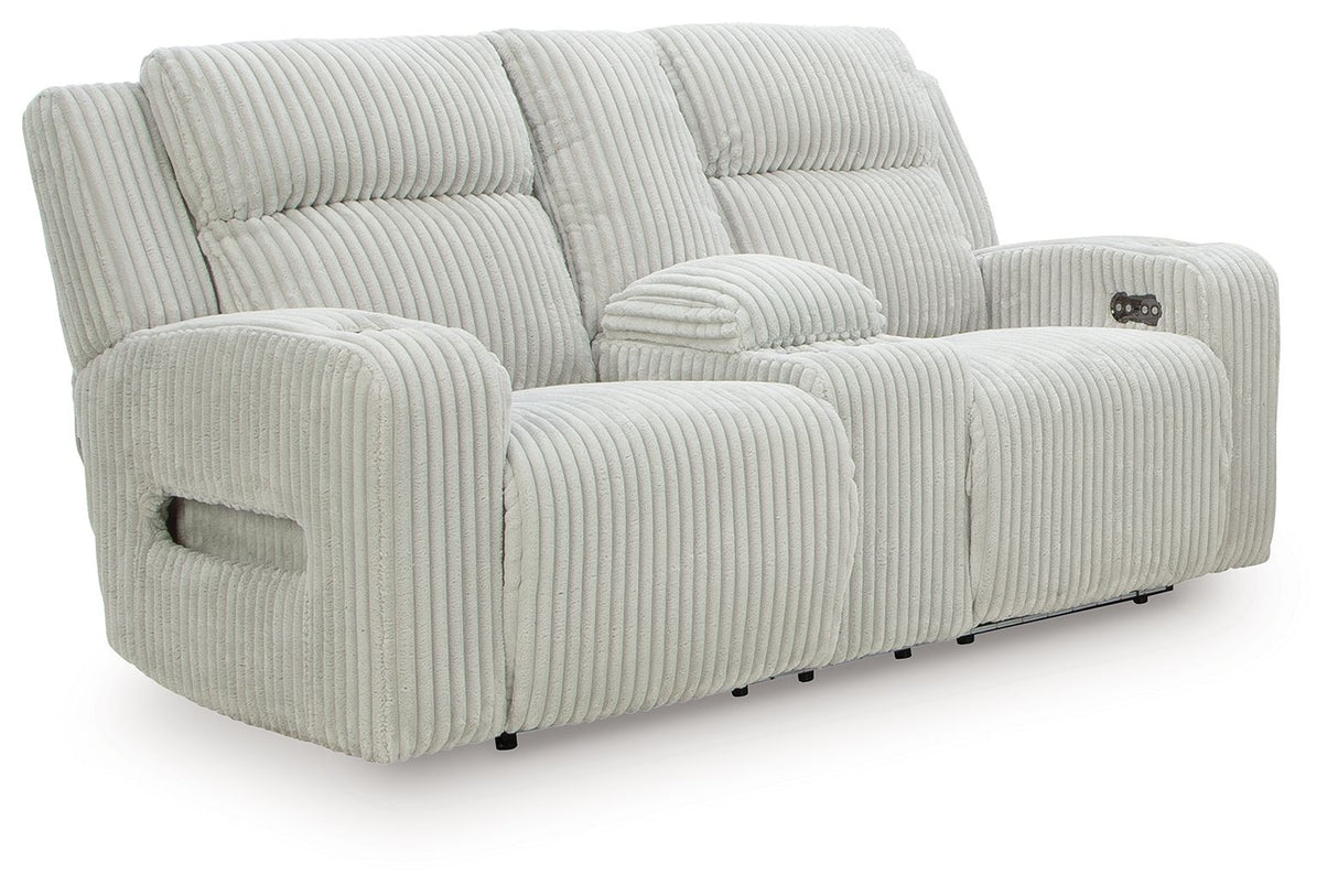 Forest Lake - Power Reclining Loveseat With Console / Adj Headrest Gray by Signature Design by Ashley® | Bel Furniture