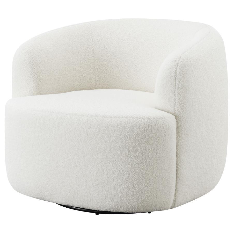 Hudson - Faux Sheepskin Upholstered Swivel Chair - Natural by CoasterElevations | Bel Furniture