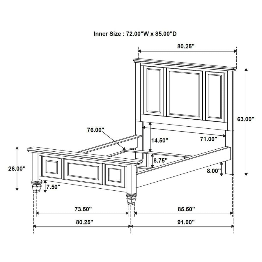 Sandy Beach - 63" Panel Bed with High Headboard