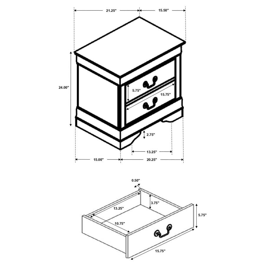 Louis Philippe - Two-drawer Nightstand