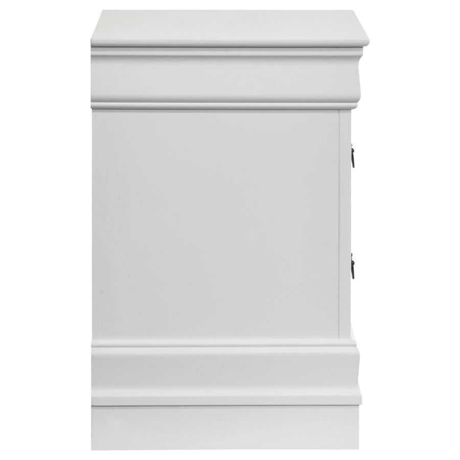 Louis Philippe - 2-Drawer Nightstand Bedside Table - White