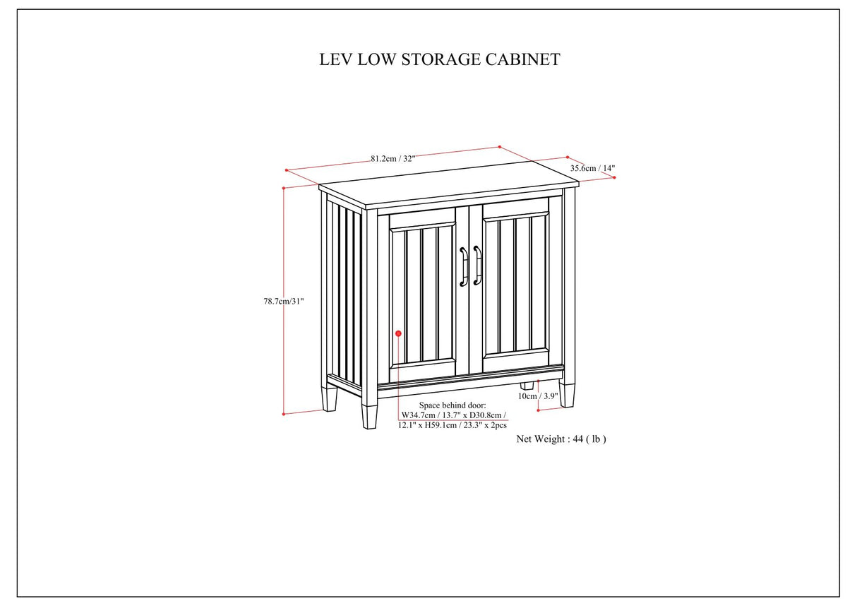 Lev - Low Storage Cabinet - Smoky Brown by Simpli-Home | Bel Furniture