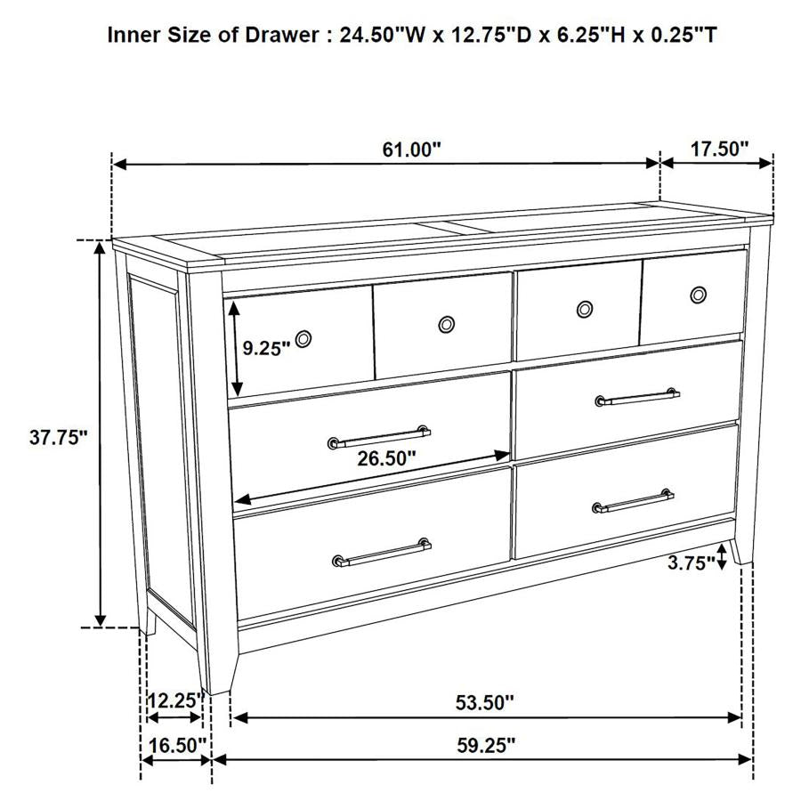 Hazlewood - 6-Drawer Bedroom Dresser Cabinet