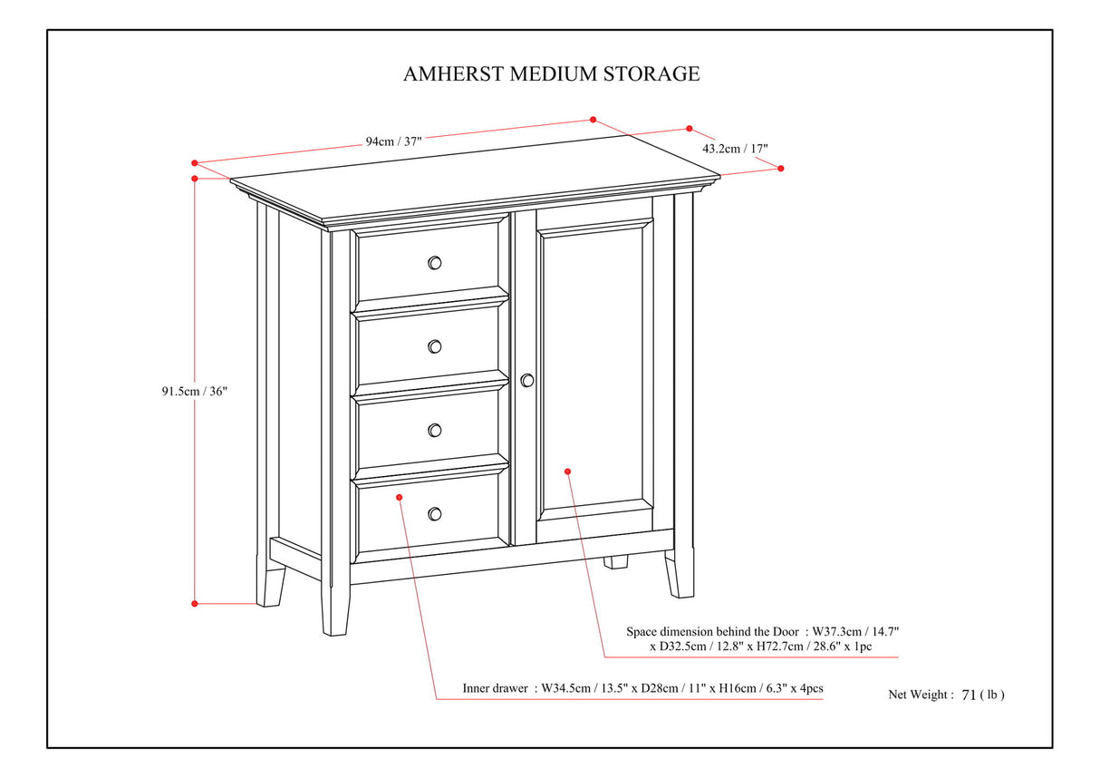 Amherst - Handcrafted Medium Storage Cabinet by Simpli-Home | Bel Furniture