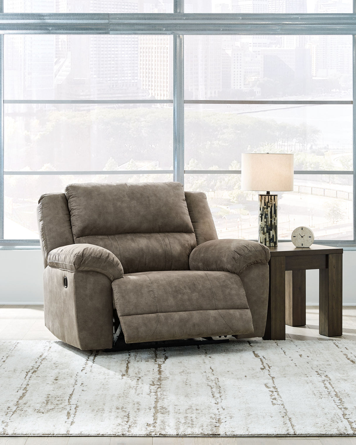 Laresview - Fossil - Zero Wall Wide Seat Recliner by Signature Design by Ashley® | Bel Furniture
