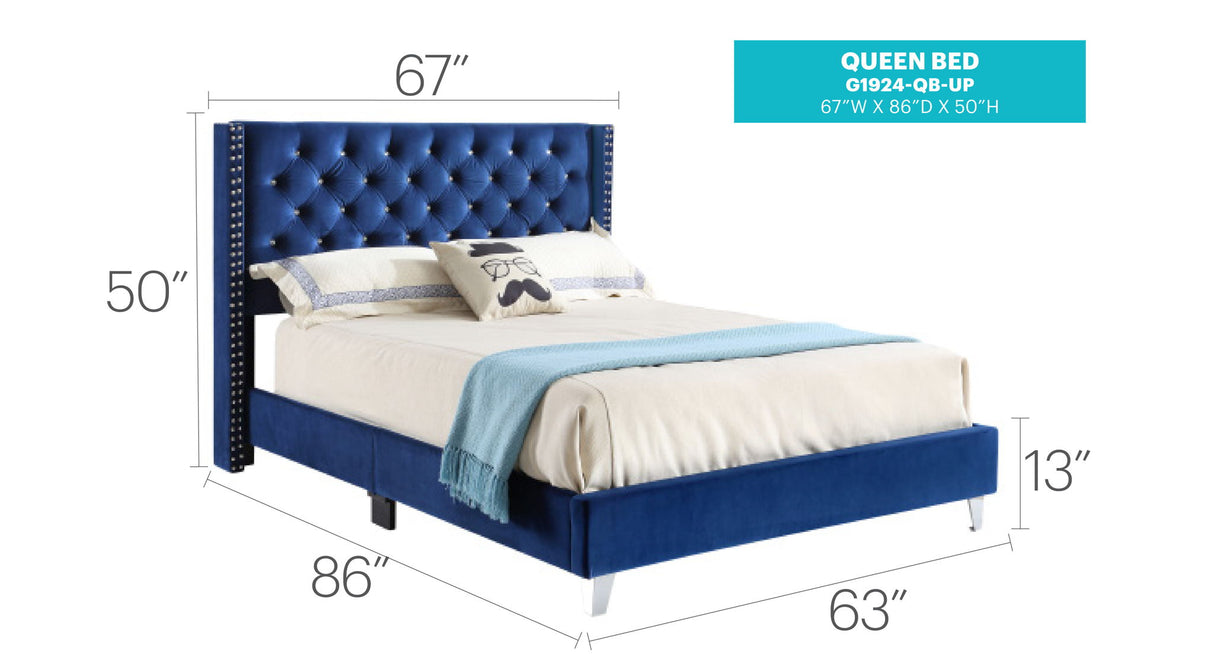 Upholstered Nailhead Trim Chic Bed - view 9