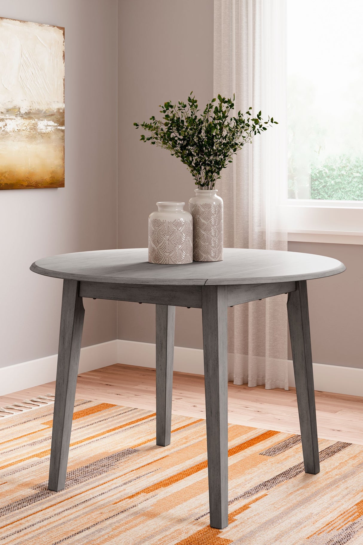 Shullden - Gray - Round Drm Drop Leaf Table by Signature Design by Ashley® | Bel Furniture