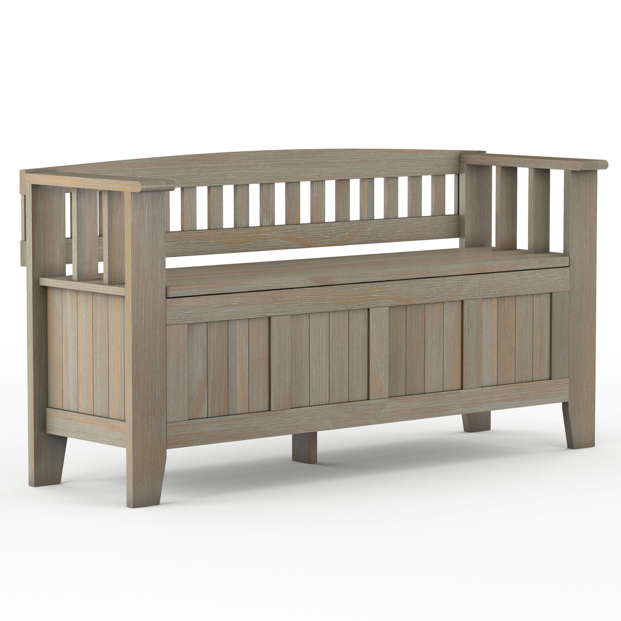 Acadian - Entryway Storage Bench, Handcrafted Dark Gray 48"W x 17"D x 25.2"H by Simpli-Home | Bel Furniture