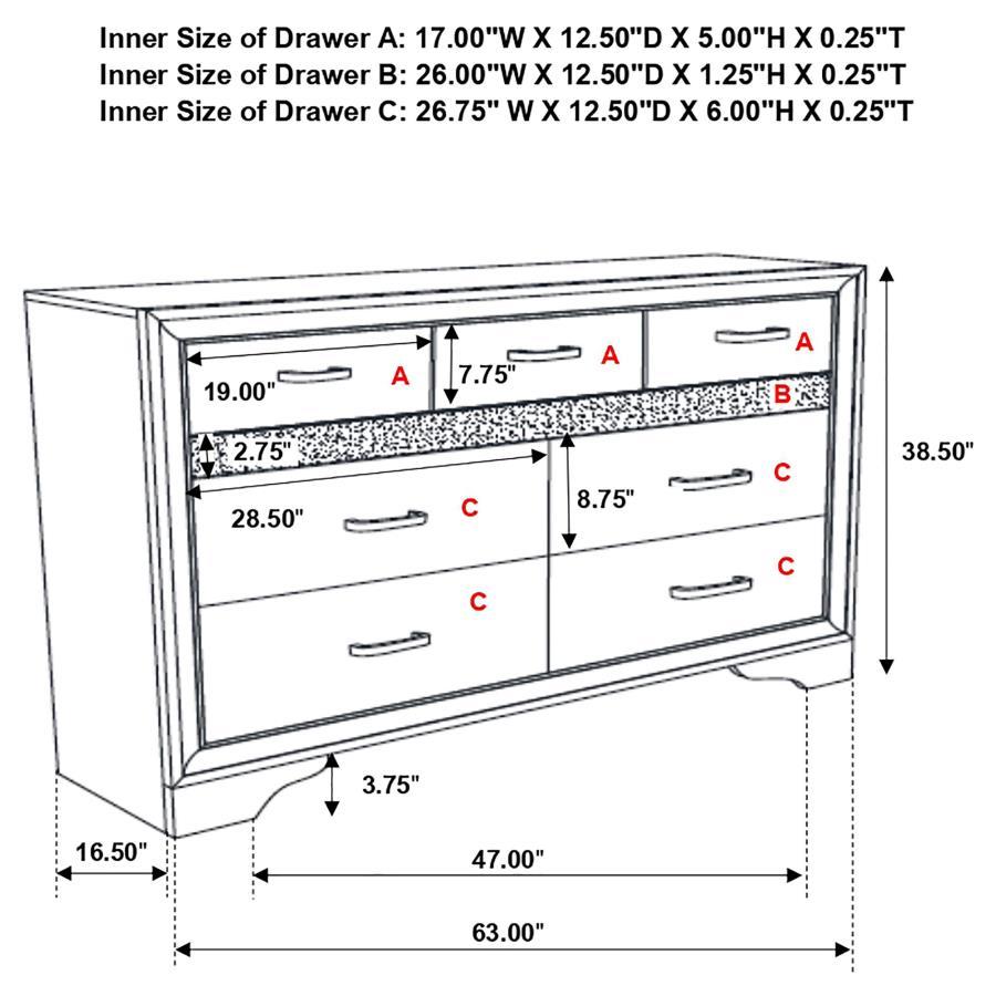 Miranda - 7-Drawer Dresser by CoasterEveryday | Bel Furniture