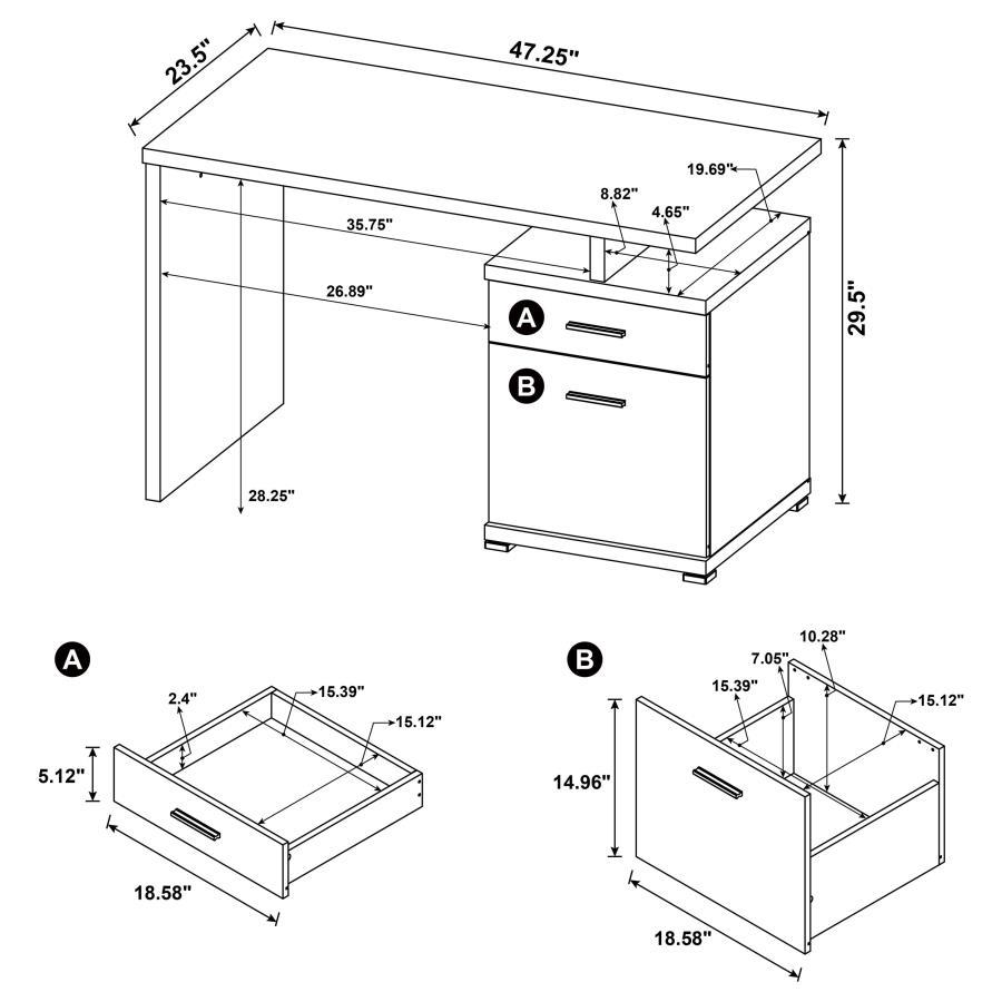 Irving - 2-Drawer Office Computer Desk by CoasterEveryday | Bel Furniture