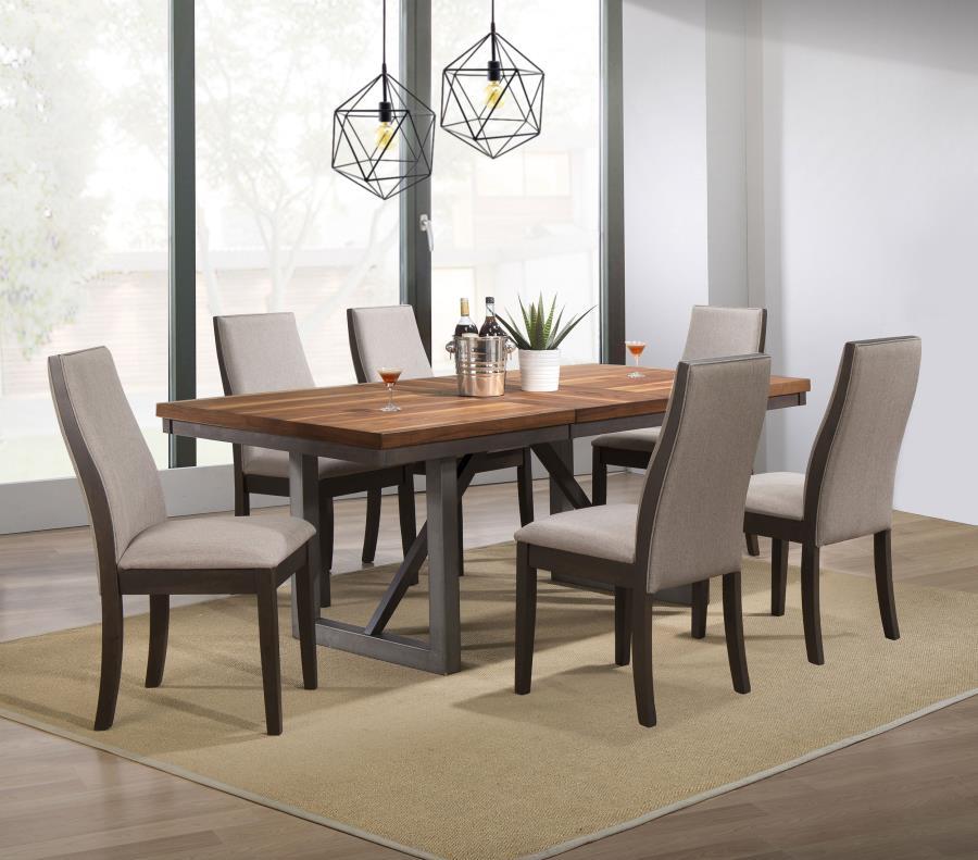 Spring Creek - Dining Table Set Dark Brown 7 Pc. Table, 6 Chairs by CoasterEssence | Bel Furniture