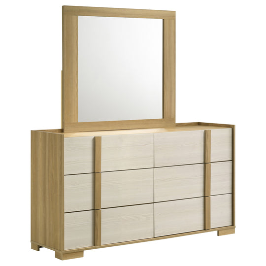 Hyland 6-drawer Dresser with Mirror Natural