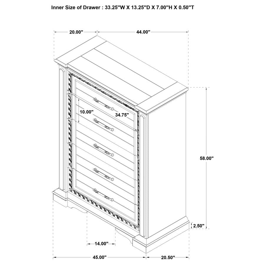Mckinney - 5-Drawer Bedroom Chest Of Drawers - Vintage White