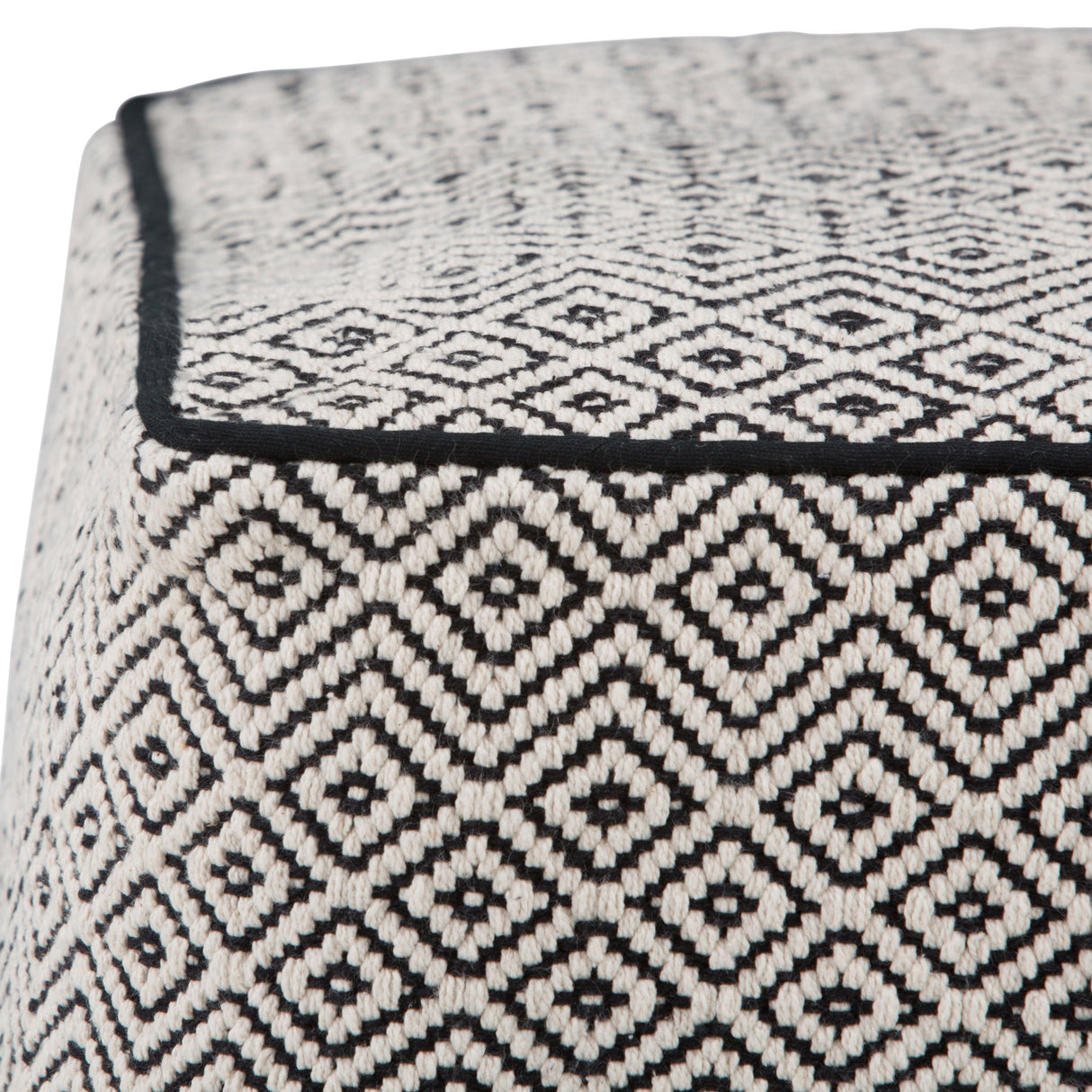 Brynn - Square Pouf - Patterned Black / Natural by Simpli-Home | Bel Furniture
