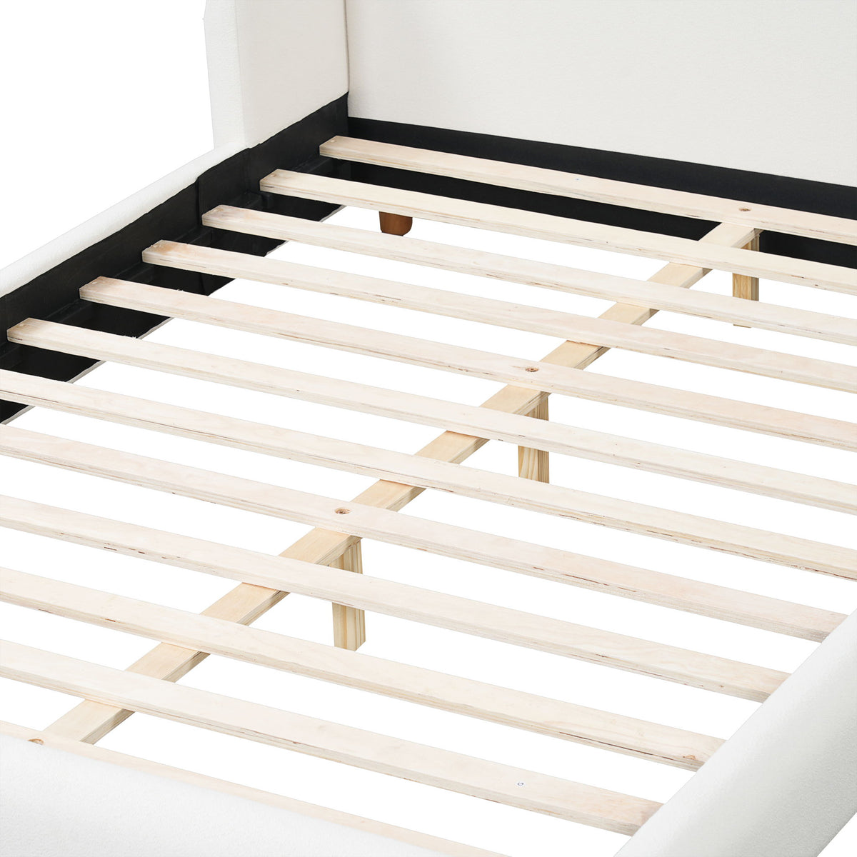 Modern Upholstered Bed Frame With Wingback Headboard
