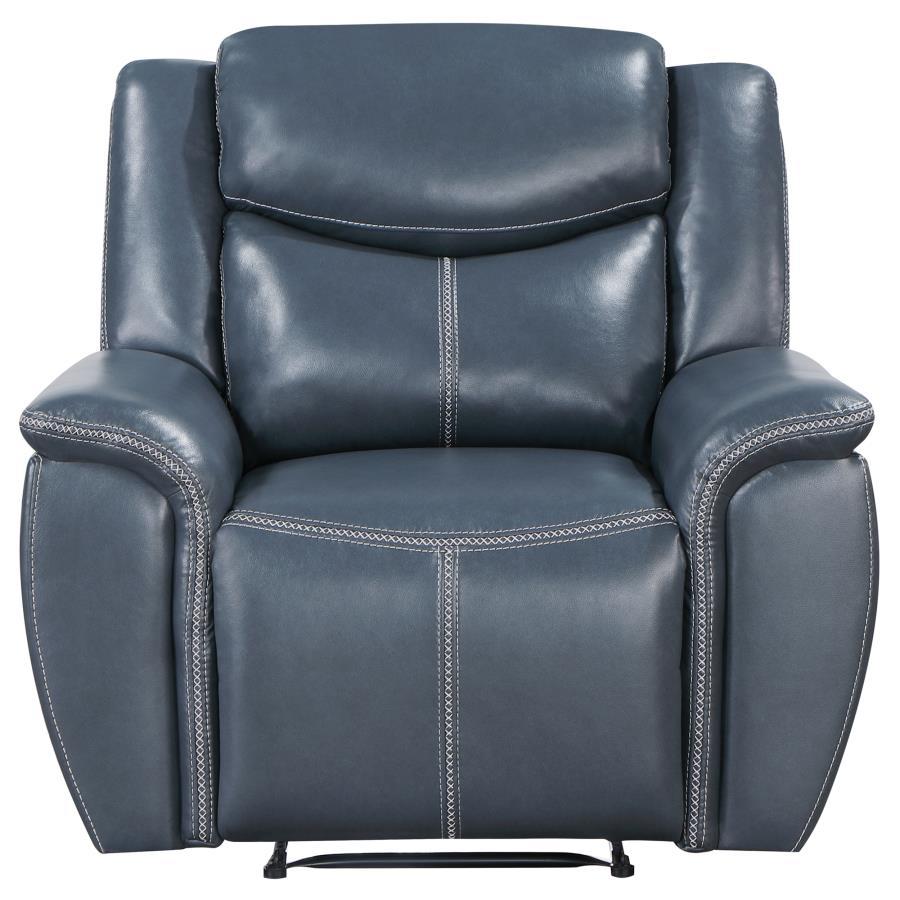 Sloane - Upholstered Padded Arm Recliner Chair - Blue by Coaster Fine Furniture | Bel Furniture