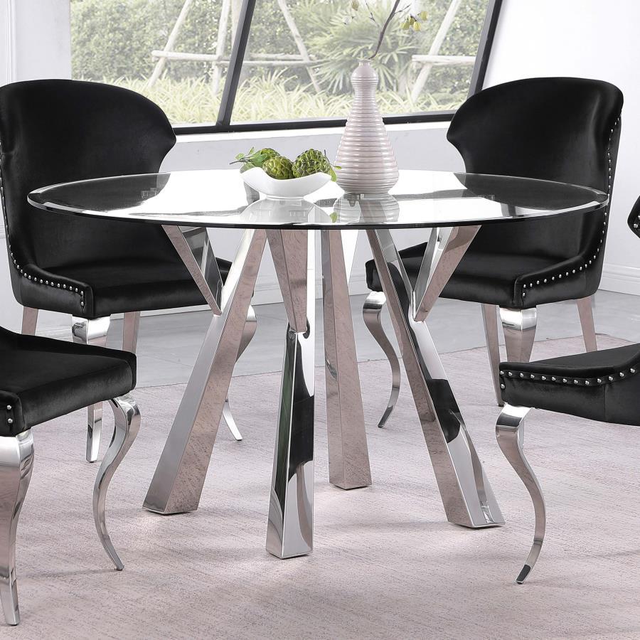 Alaia - Round Clear Glass Top Dining Table - Chrome by Coaster Fine Furniture | Bel Furniture