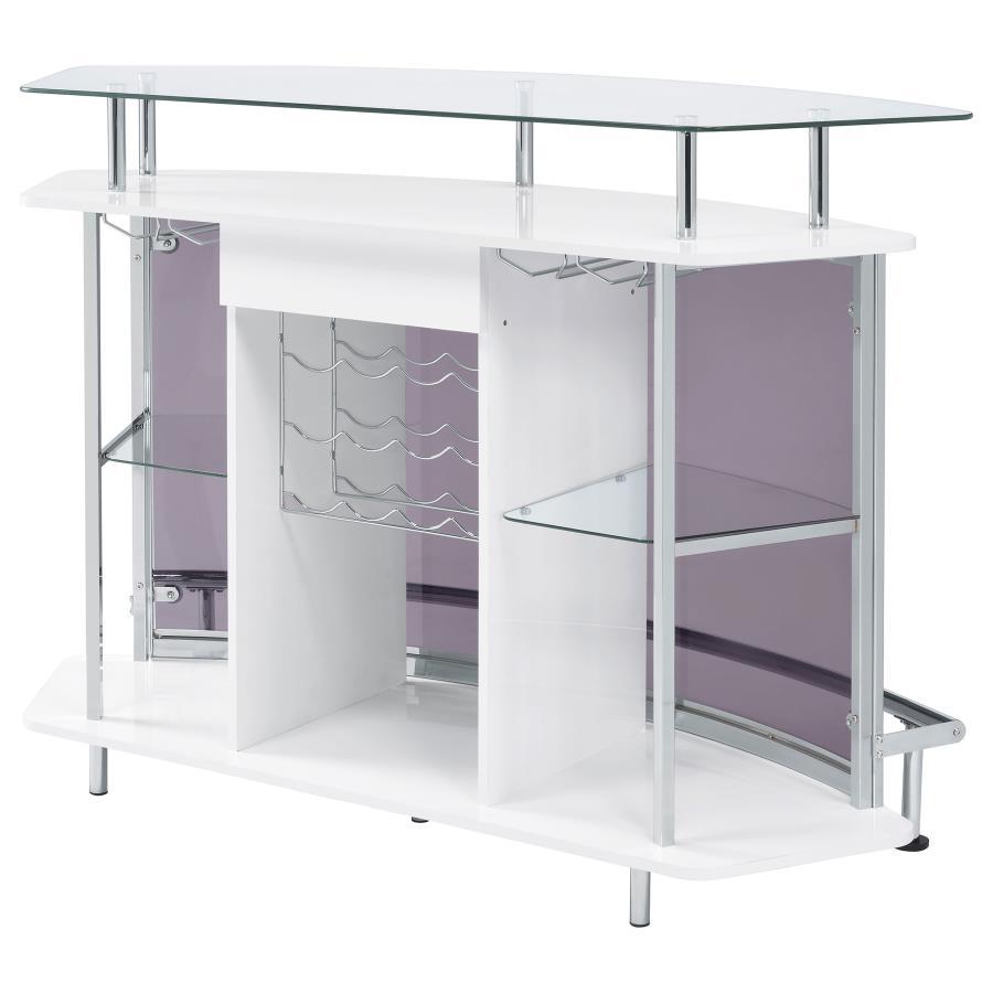 Gideon - Curved Glass Top Home Cabinet by CoasterEssence | Bel Furniture