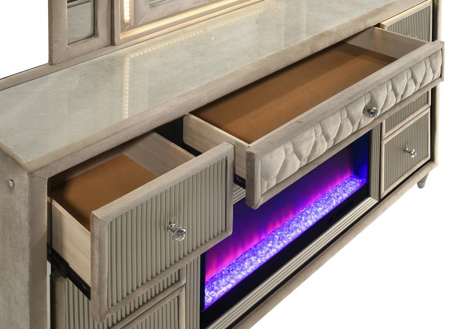 Lorient - Bedroom Set With LED Flame Box Dresser
