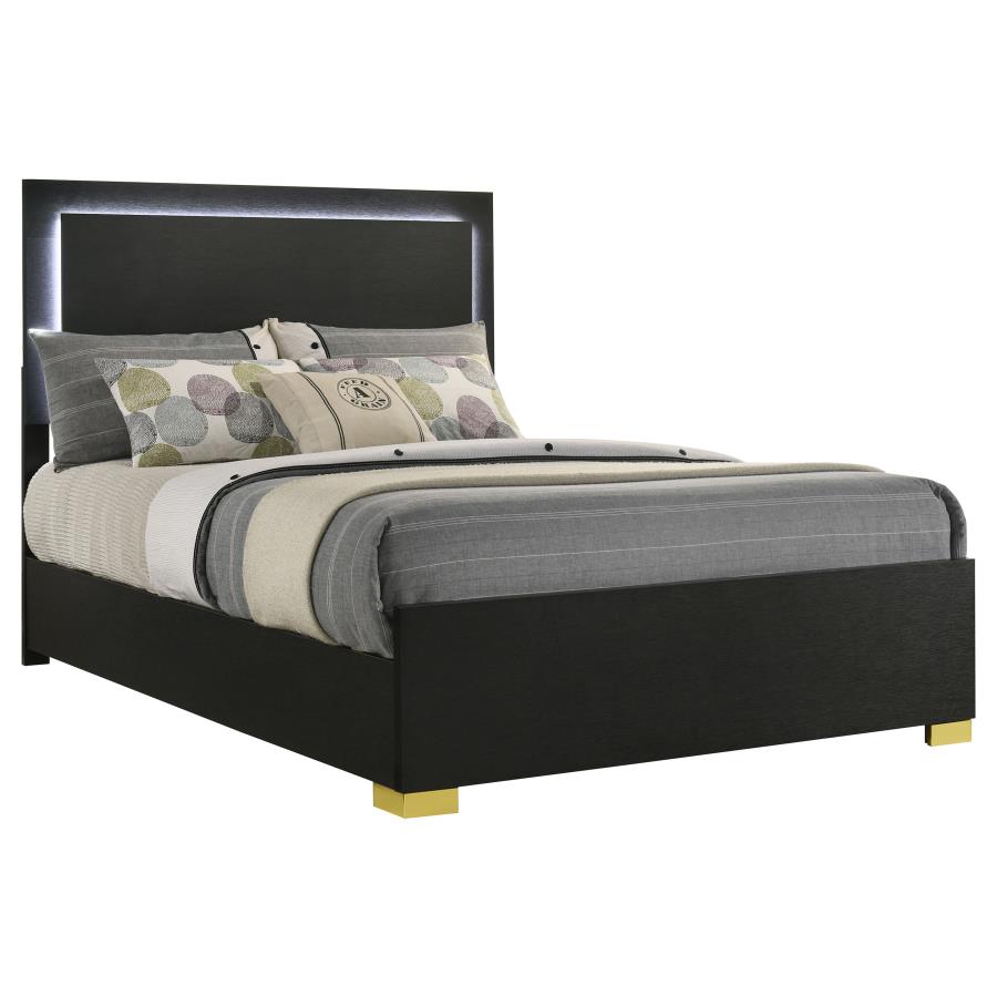 Marceline - Wood LED Panel Bed