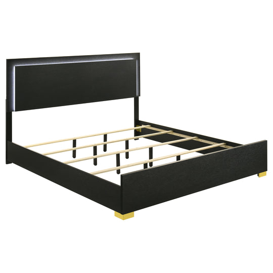 Marceline - Wood LED Panel Bed