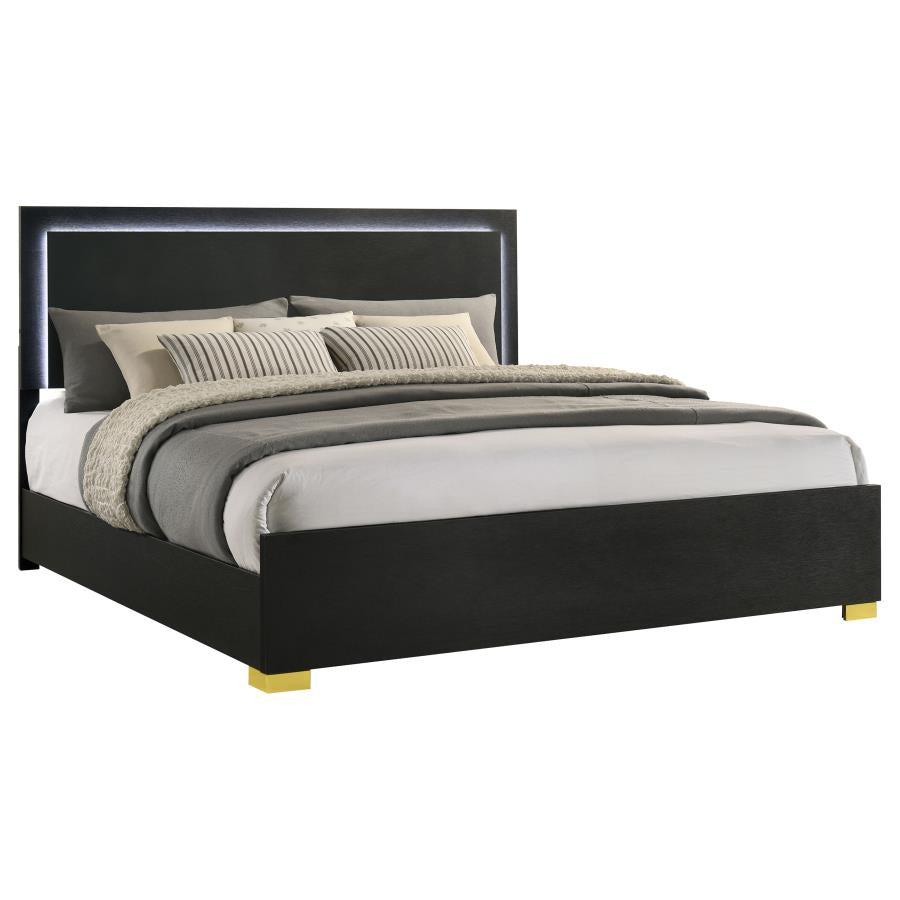 Marceline - Wood LED Panel Bed