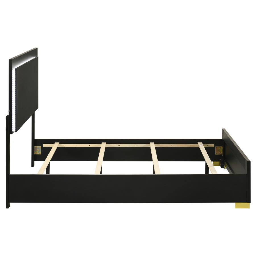 Marceline - Wood LED Panel Bed