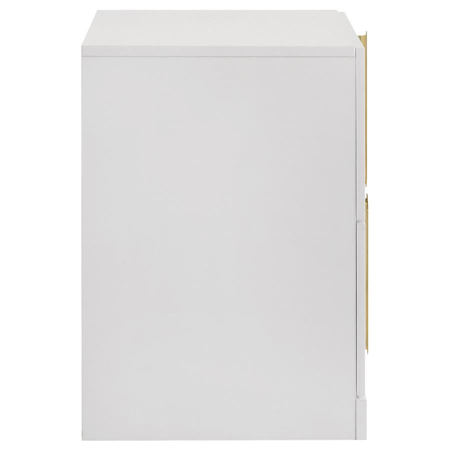 Ines - 2-Drawer Nightstand Bedside Table - White High Gloss