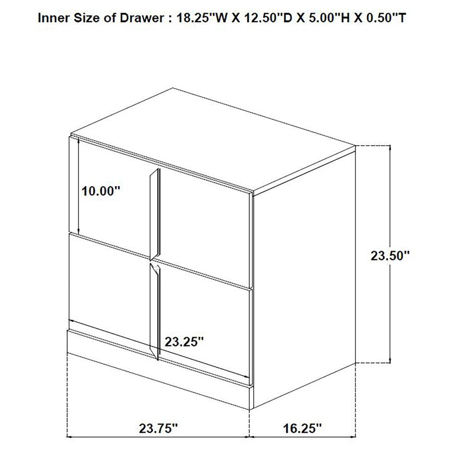 Ines - 2-Drawer Nightstand Bedside Table - White High Gloss