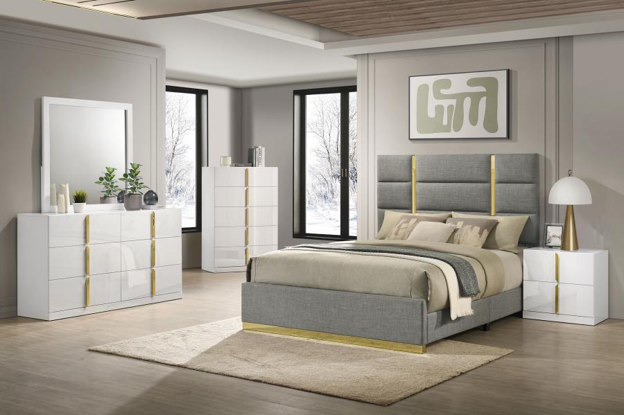 Ines - 2-Drawer Nightstand Bedside Table - White High Gloss