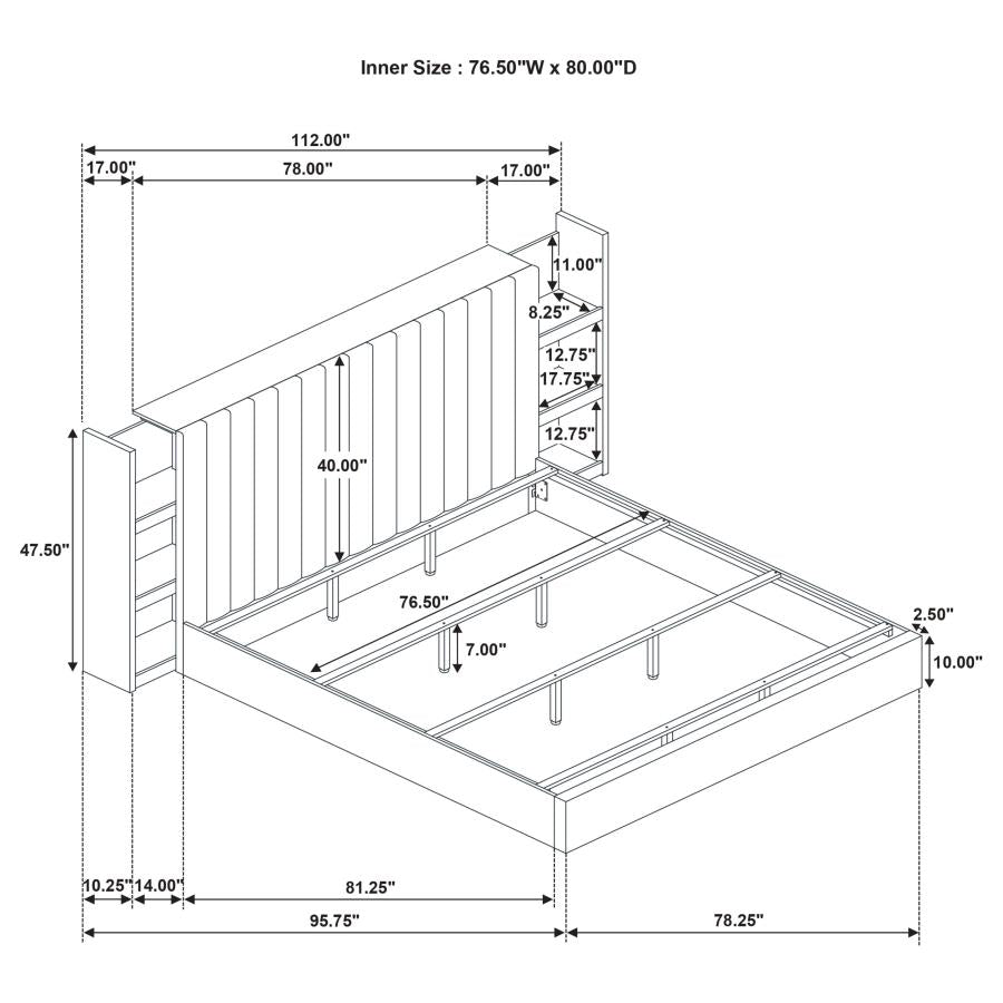 Arielle - Bookcase Panel Storage Bed