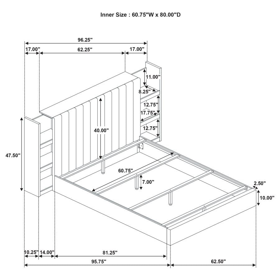 Arielle - Bookcase Panel Storage Bed
