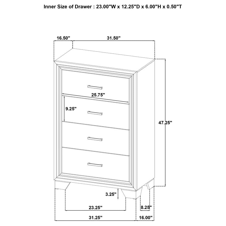 Wright - 4-Drawer Chest Of Drawers - Brown Oak