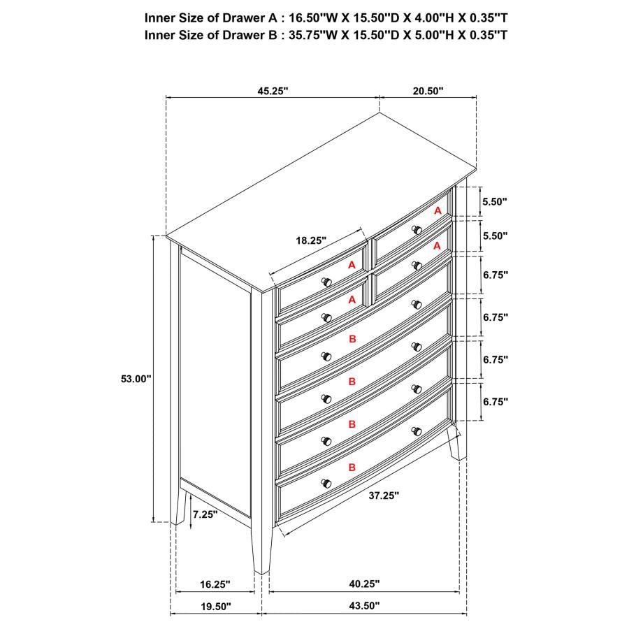 Bexhill - 8-Drawer Chest Of Drawers - White