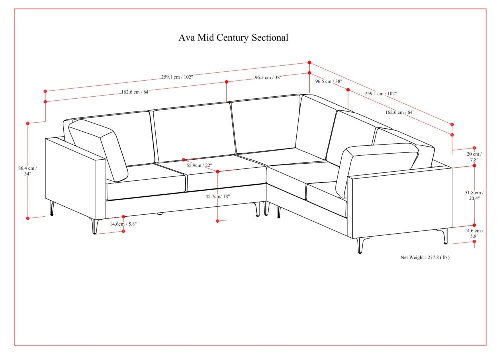 Ava - Mid Century Corner Sectional Sofa Handcrafted by Simpli-Home | Bel Furniture