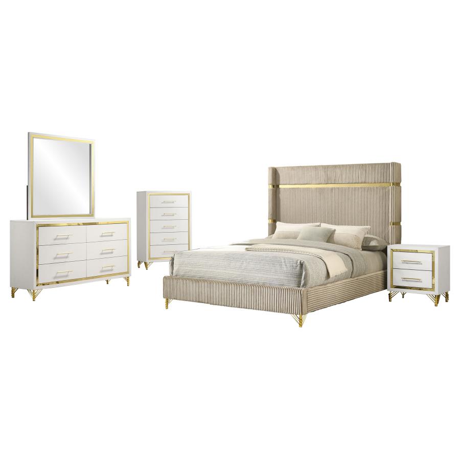 Lucia - Bedroom Set With Upholstered Wingback Panel Bed