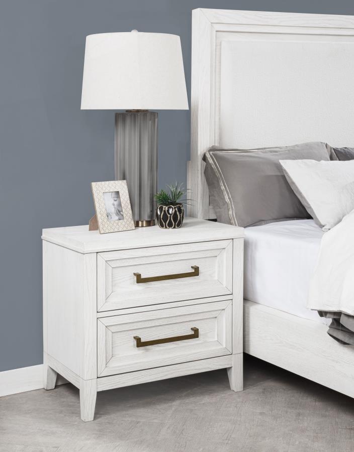 Marielle - 2-Drawer Nightstand Bedside Table - Distressed White