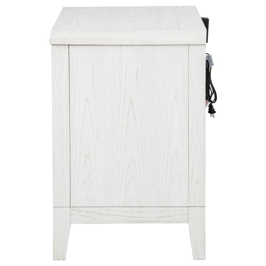 Marielle - 2-Drawer Nightstand Bedside Table - Distressed White