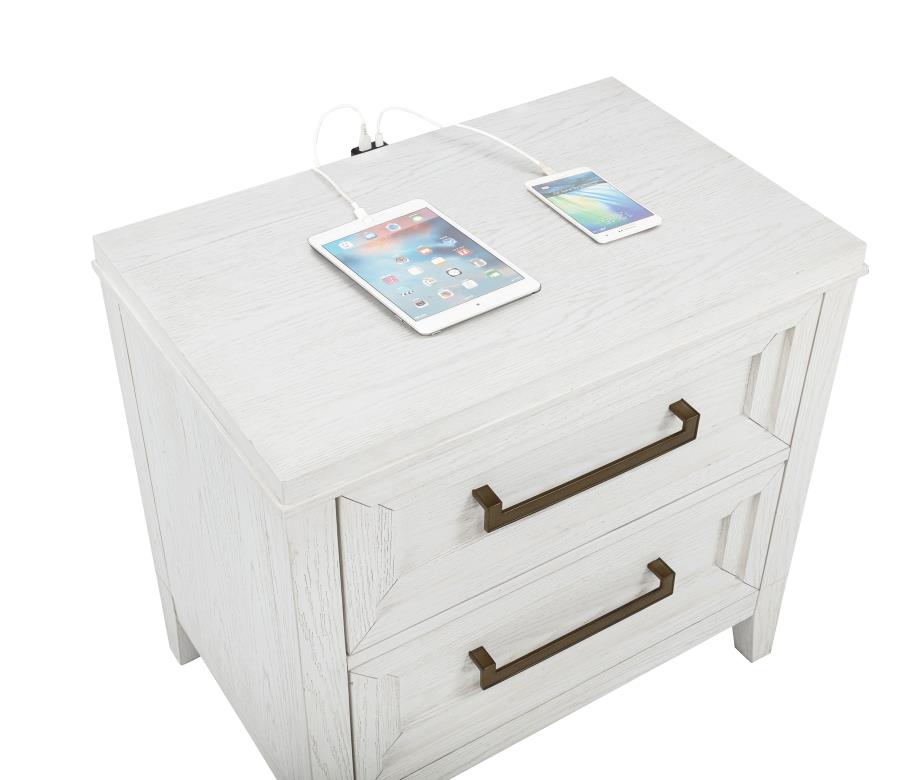 Marielle - 2-Drawer Nightstand Bedside Table - Distressed White