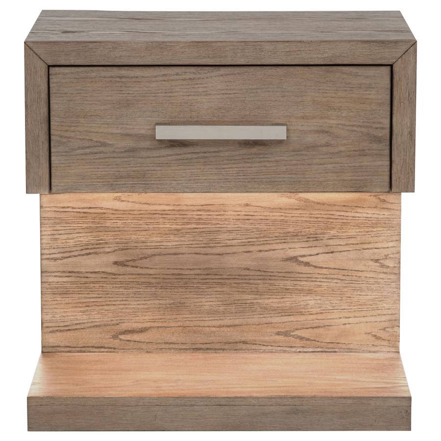 Kenora - 1-Drawer Nightstand Bedside Table - Barley Brown